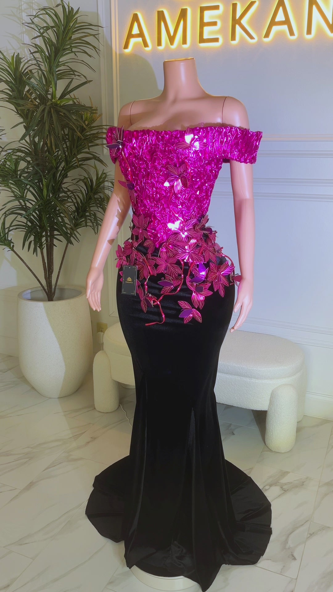 Petals At Midnight Pink Dress (Ready To Ship)