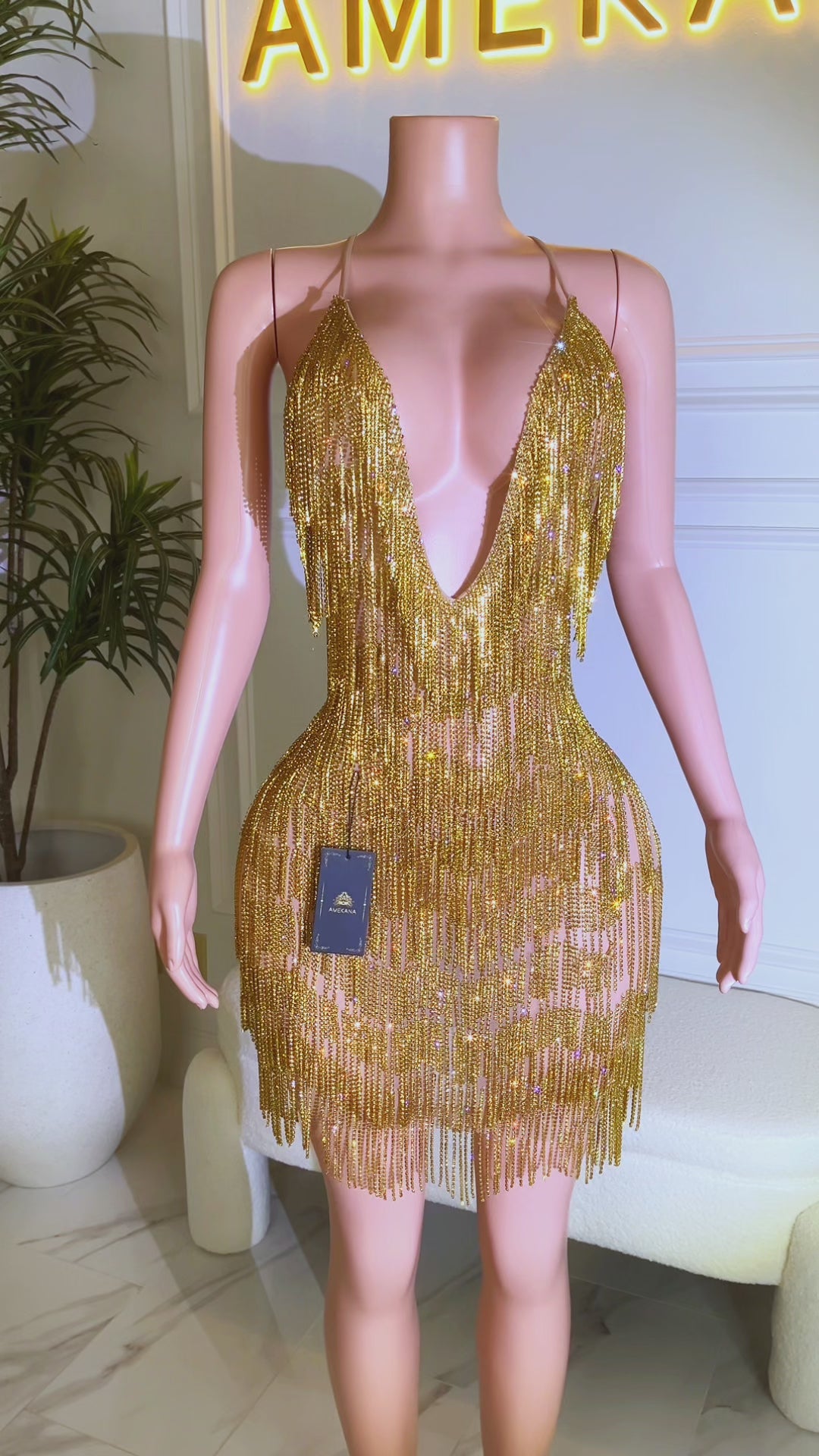 Casino Gold Tassel Dress (Ready To Ship)