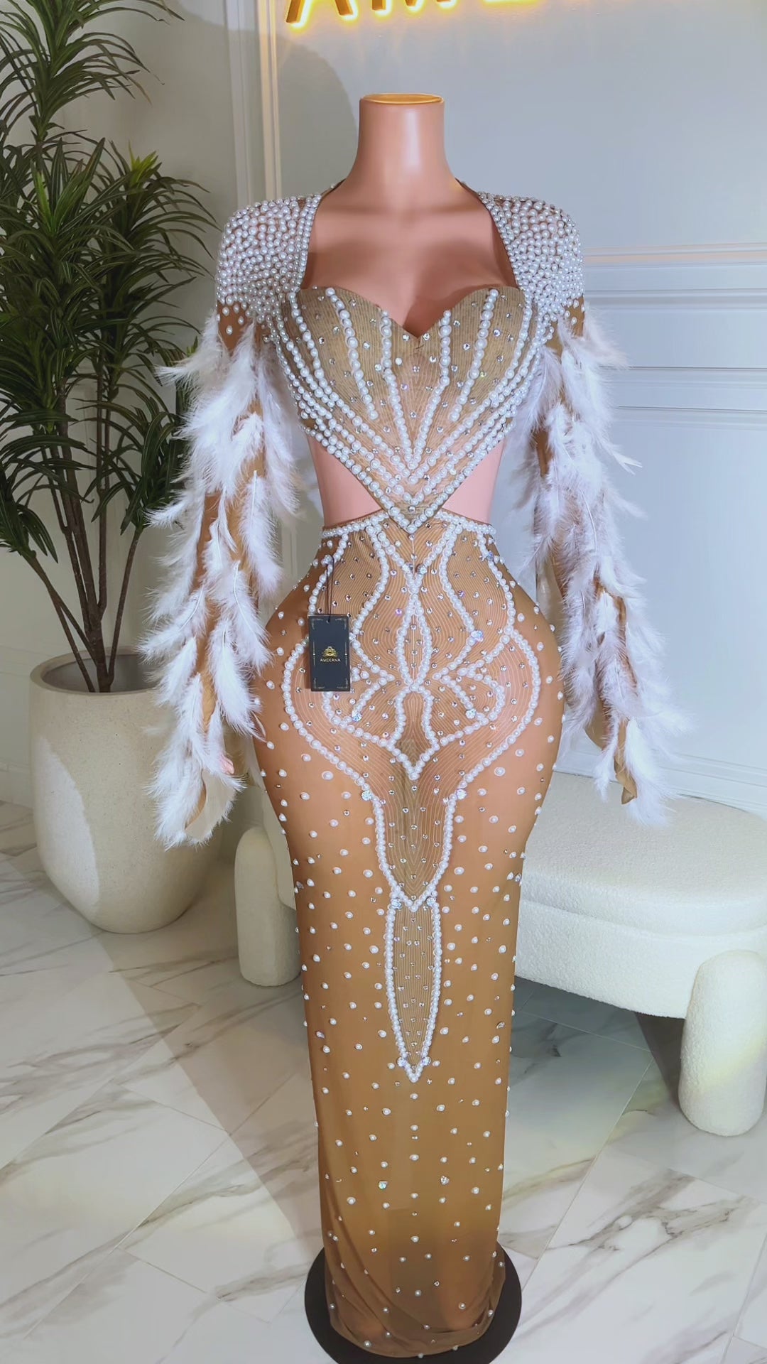 My Moment feather Dress (Made to Order)