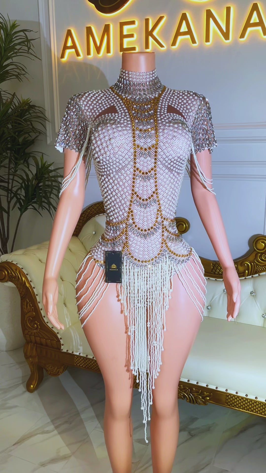 Hera Pearl Diamante Tassel Romper (Ready To Ship)