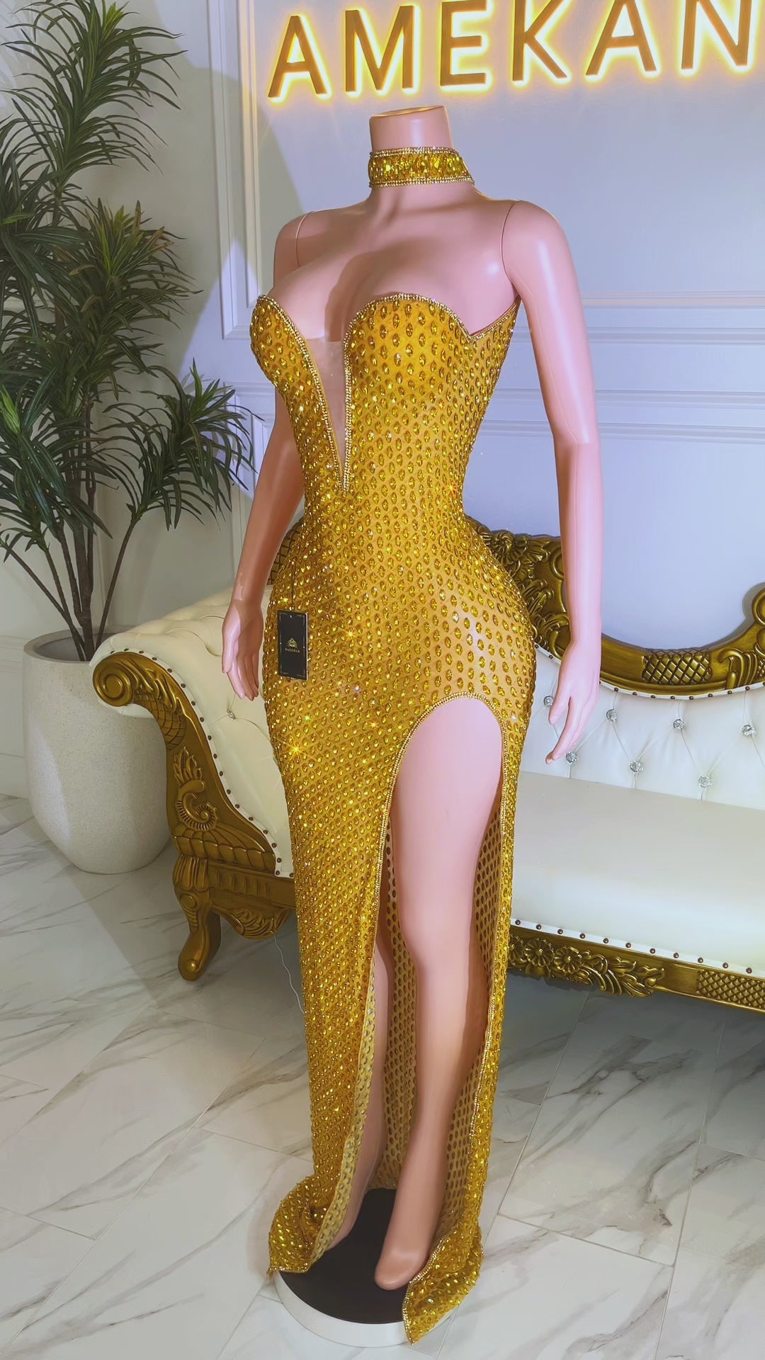 Chava Gold Maxi Dress(Made To Order)