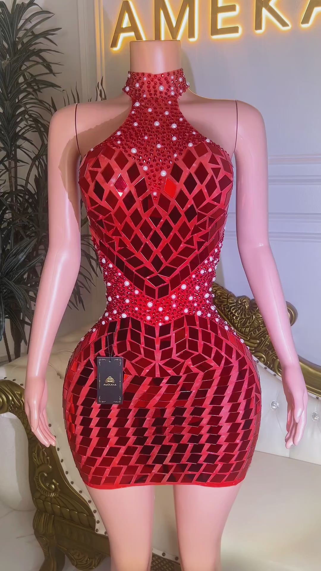 Reina Red Mirror Dress (Ready to Ship)