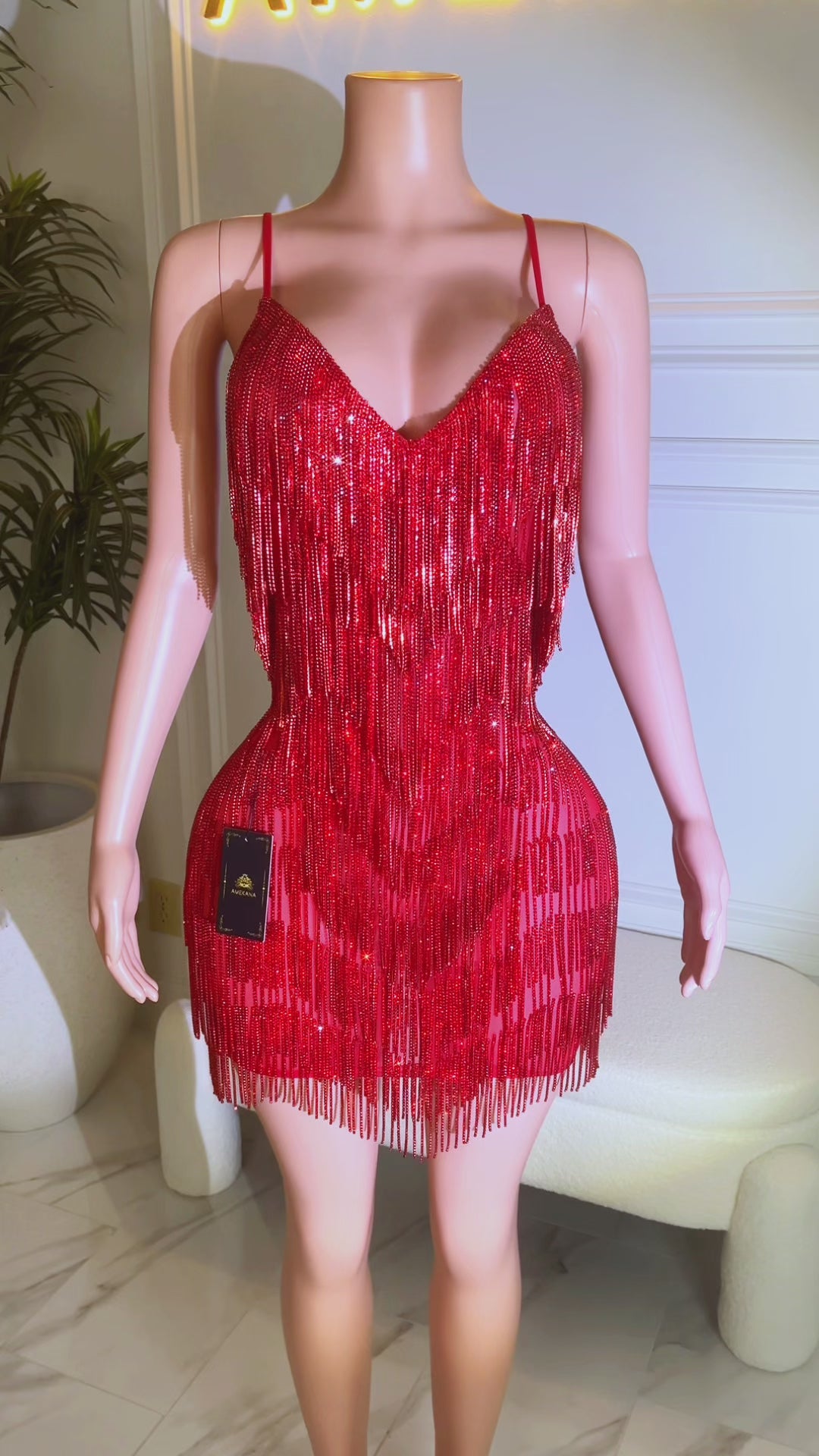 Casino Red Tassel Dress (Ready To Ship)