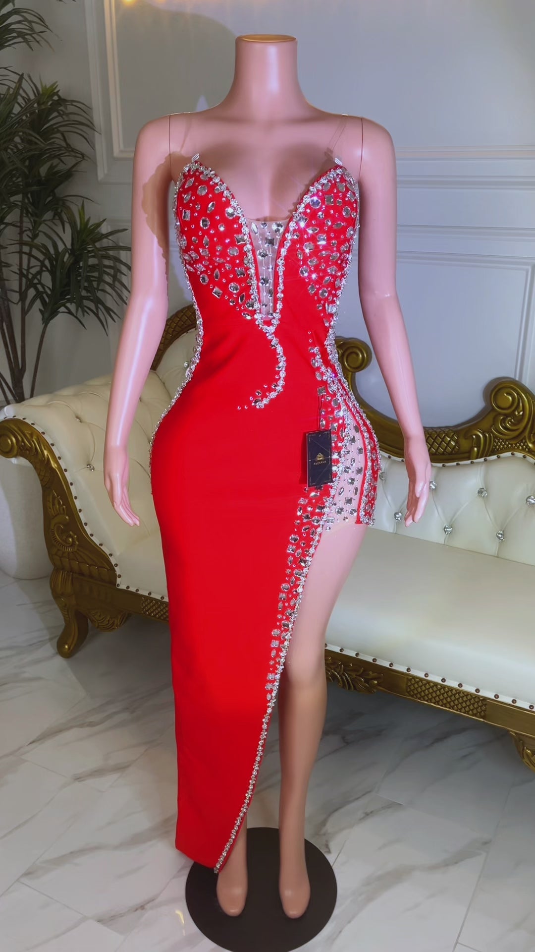 Monaco Diamante Dress (Ready To Ship)