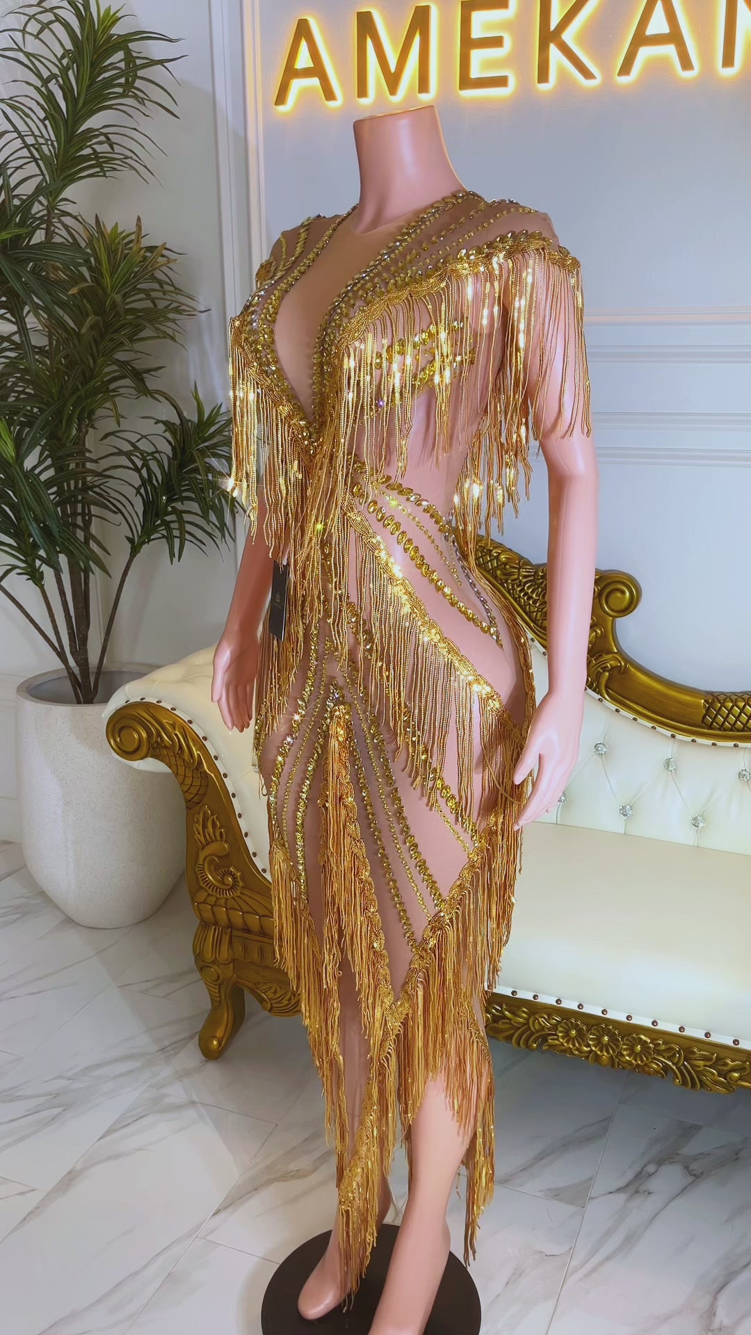 Dancing Flames Gold Dress (Made to Order)