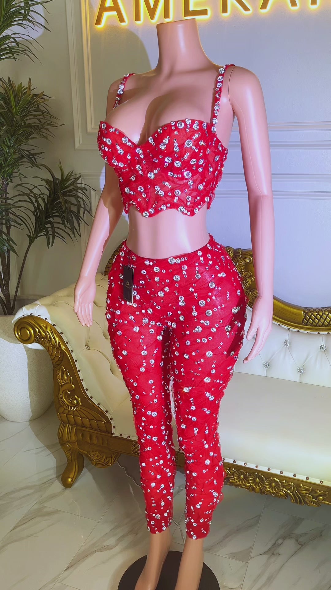 Twilight Red Pant Set(Ready To Ship)