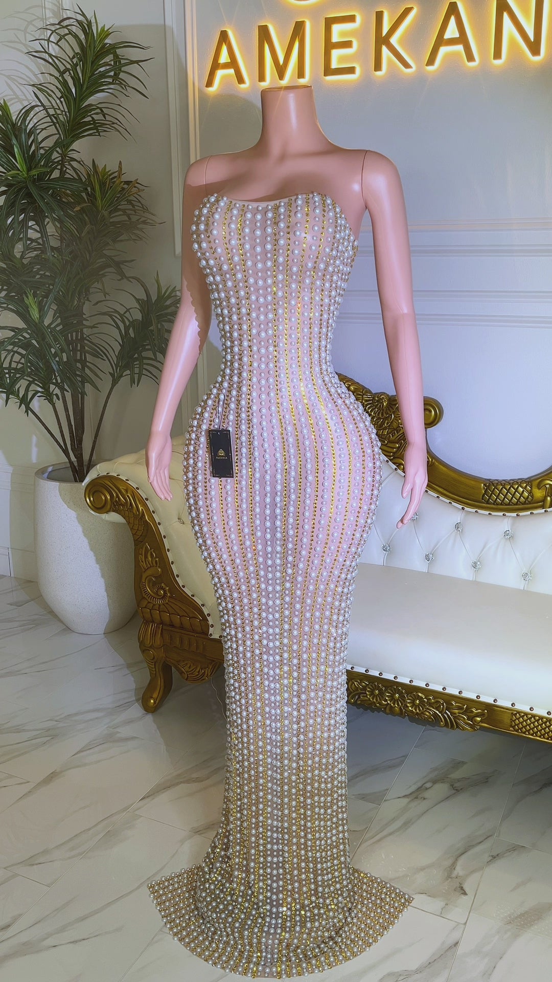 Octavia Pearl Strapless Dress (Ready to Ship)