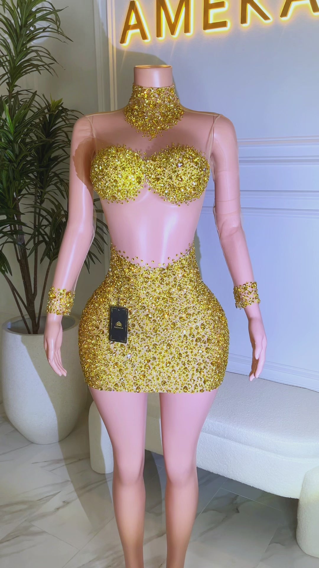Icon Gold Diamante Dress (Made to Order)
