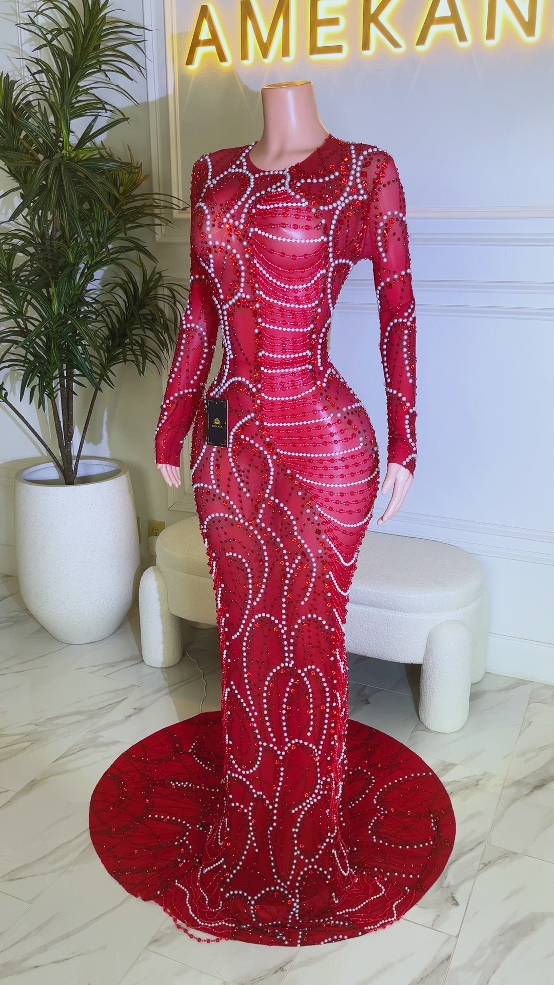 Seductress Red Maxi Dress (Made to Order)