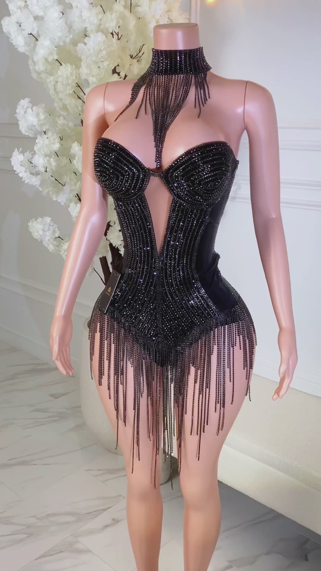 Zeline Black Fringe Bodysuit (Pre-Order)