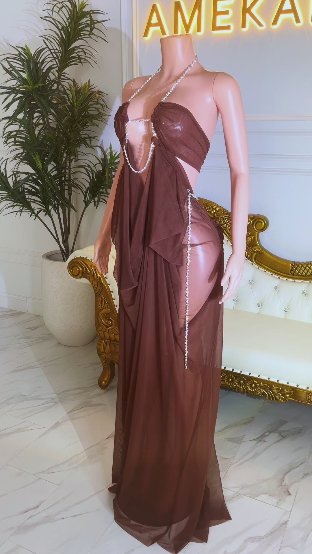 Flesh & Fantasy Brown Dress (Ready To Ship)