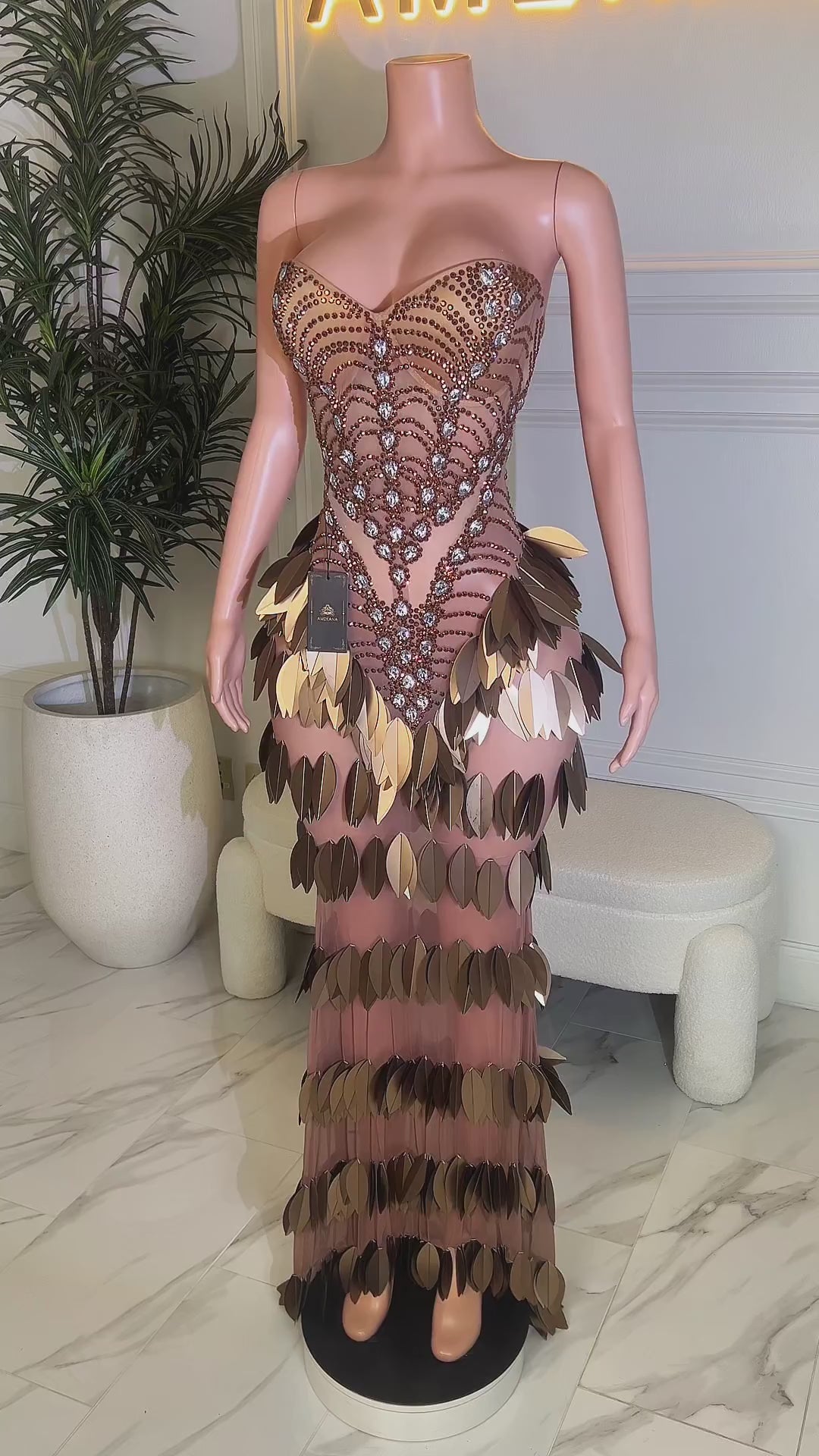 Bronze Leaf Maxi Dress(Ready to Ship)
