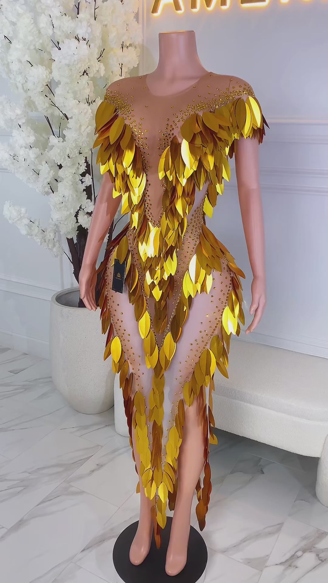 Aurelia Gold Leaf Dress (Ready to Ship)