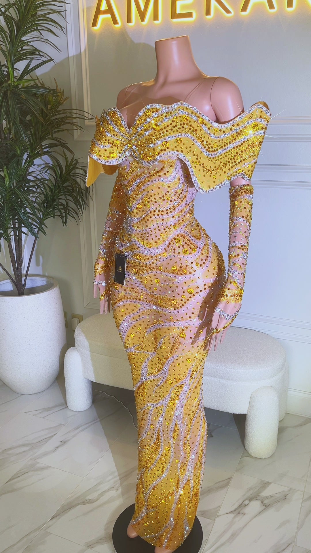 Ocean Empress Gold Dress (Ready To Ship)