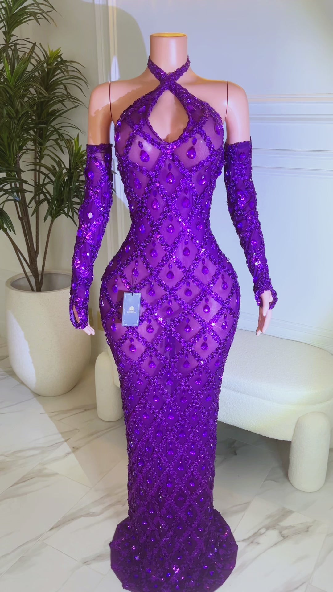 Midnight Halter Purple Dress Set (Made to Order)