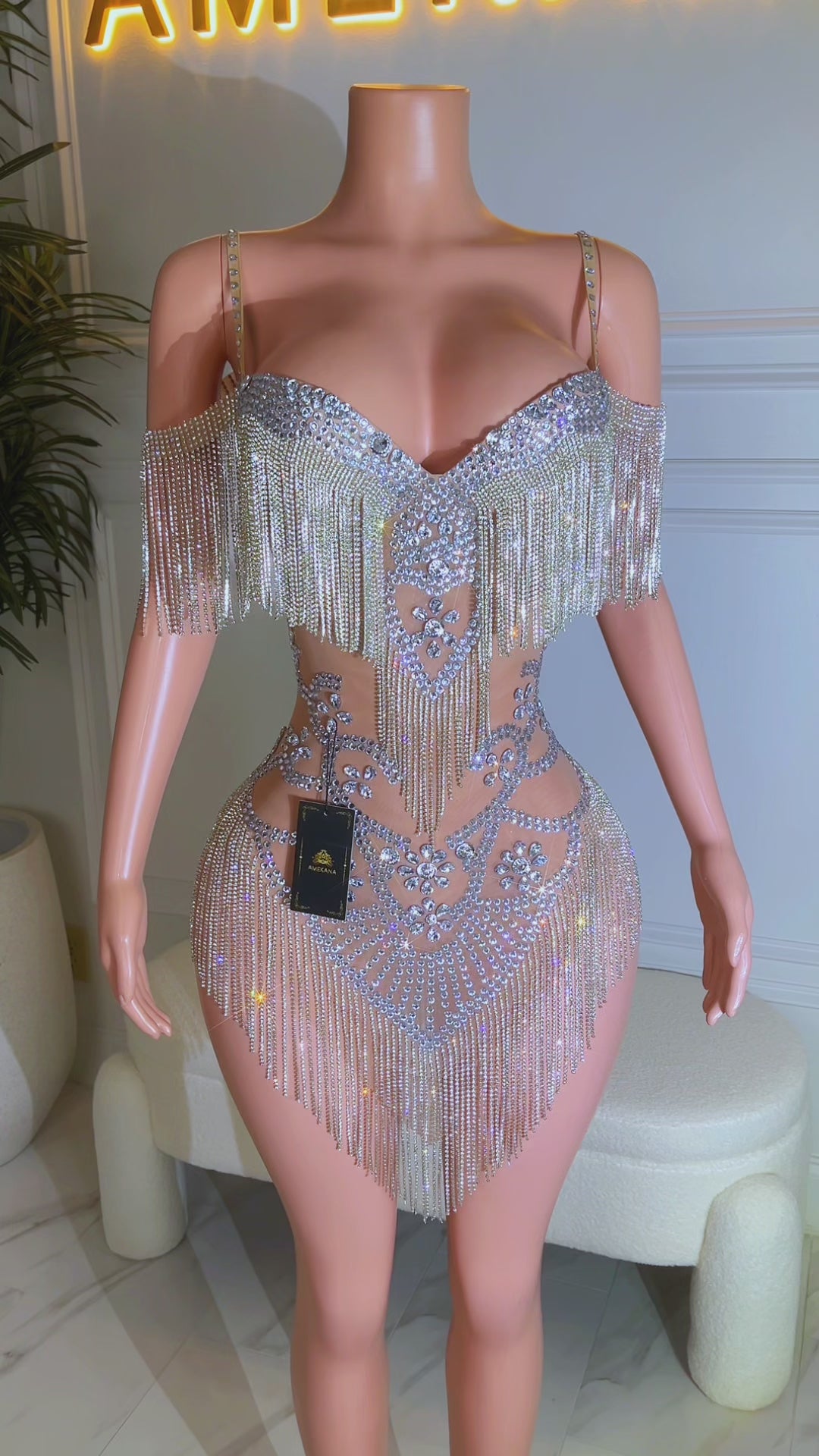 Tiffany Diamante Tassel Dress (Ready To Ship)