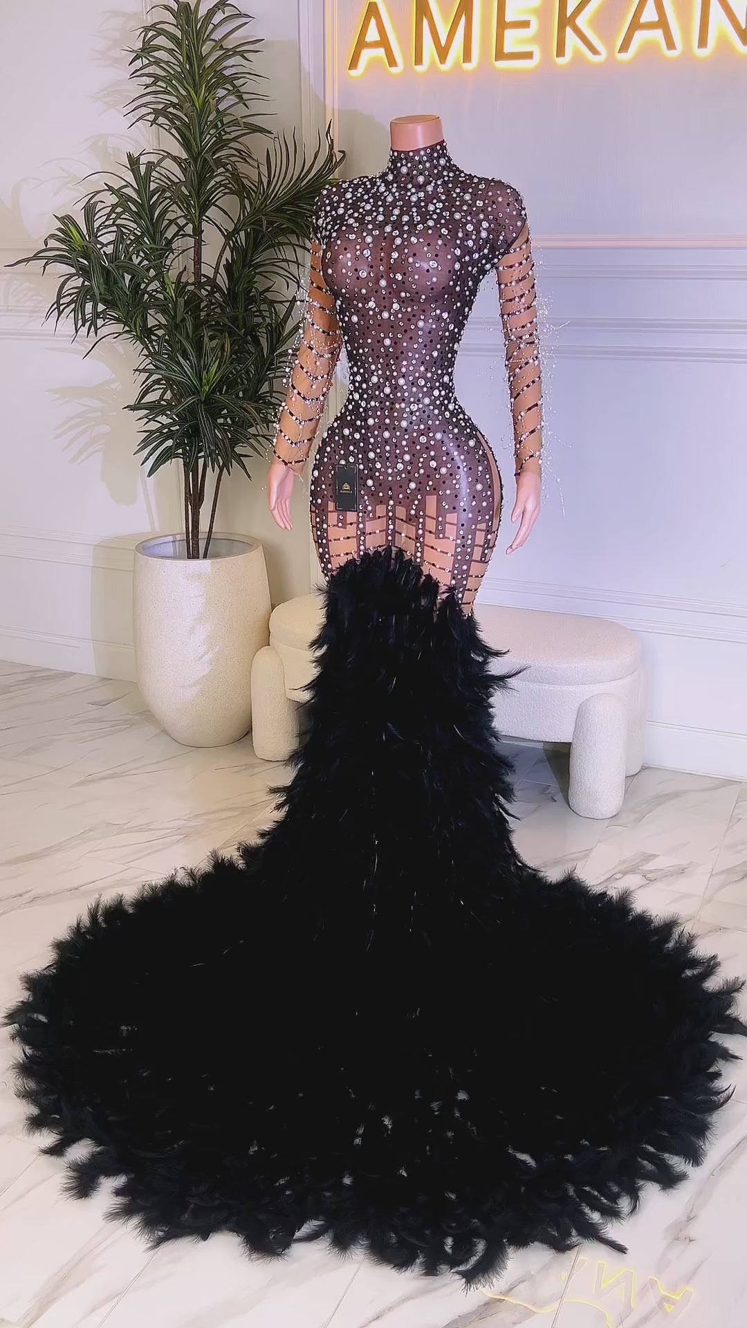 Peacock Black Dress (Pre-Order)