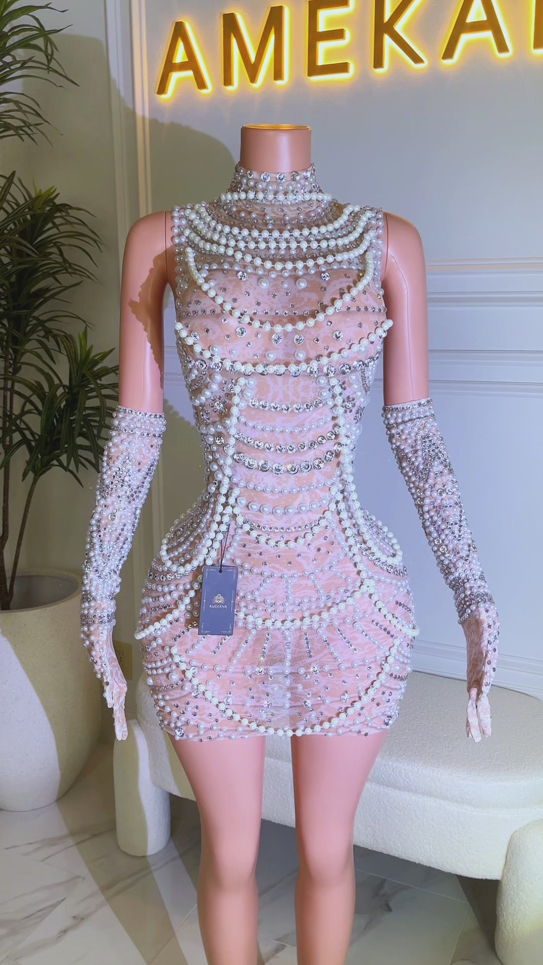 Chantilly Mini Diamante Dress (Ready To Ship)