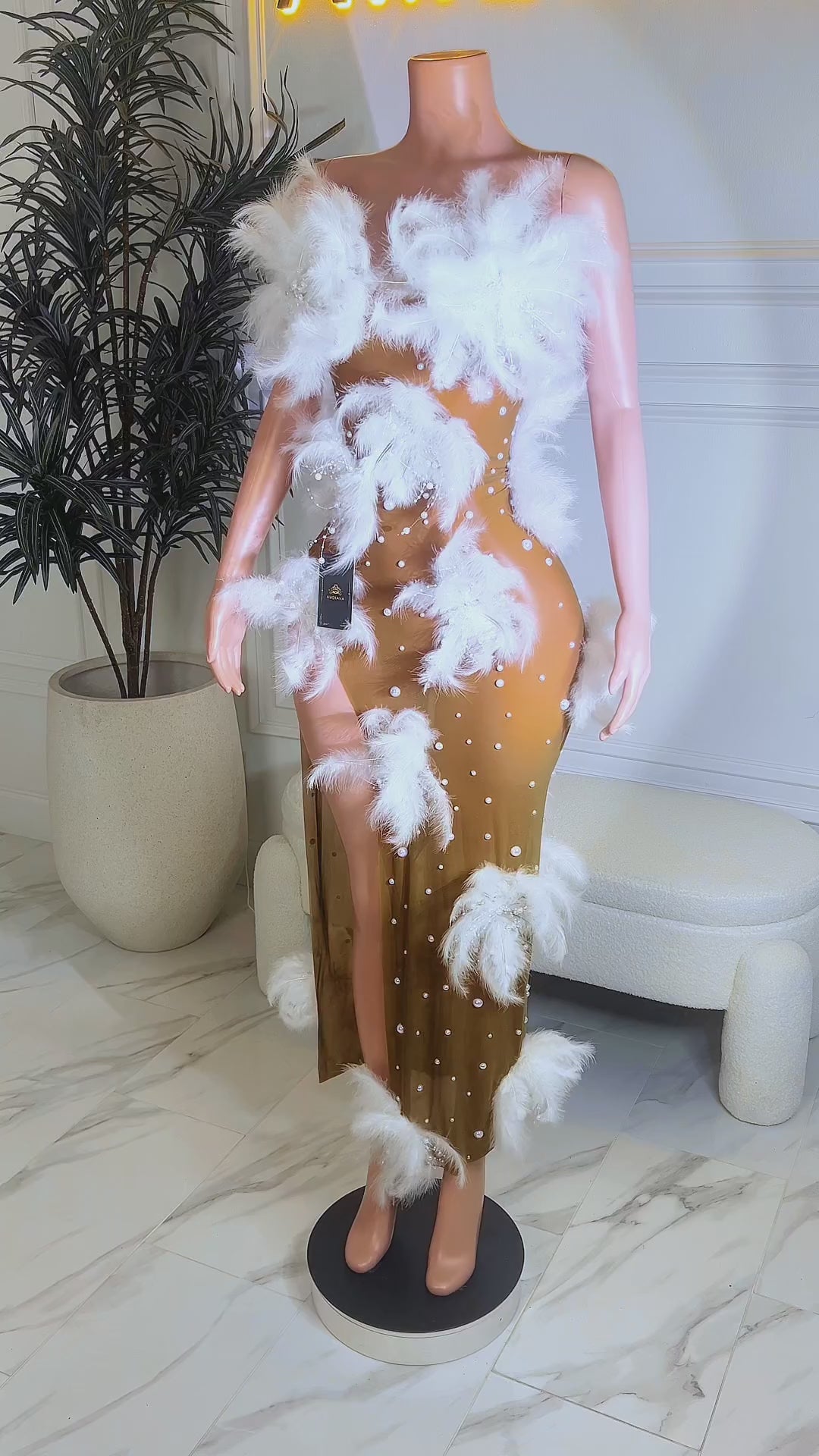 Barely There Feather Dress (Ready To Ship)