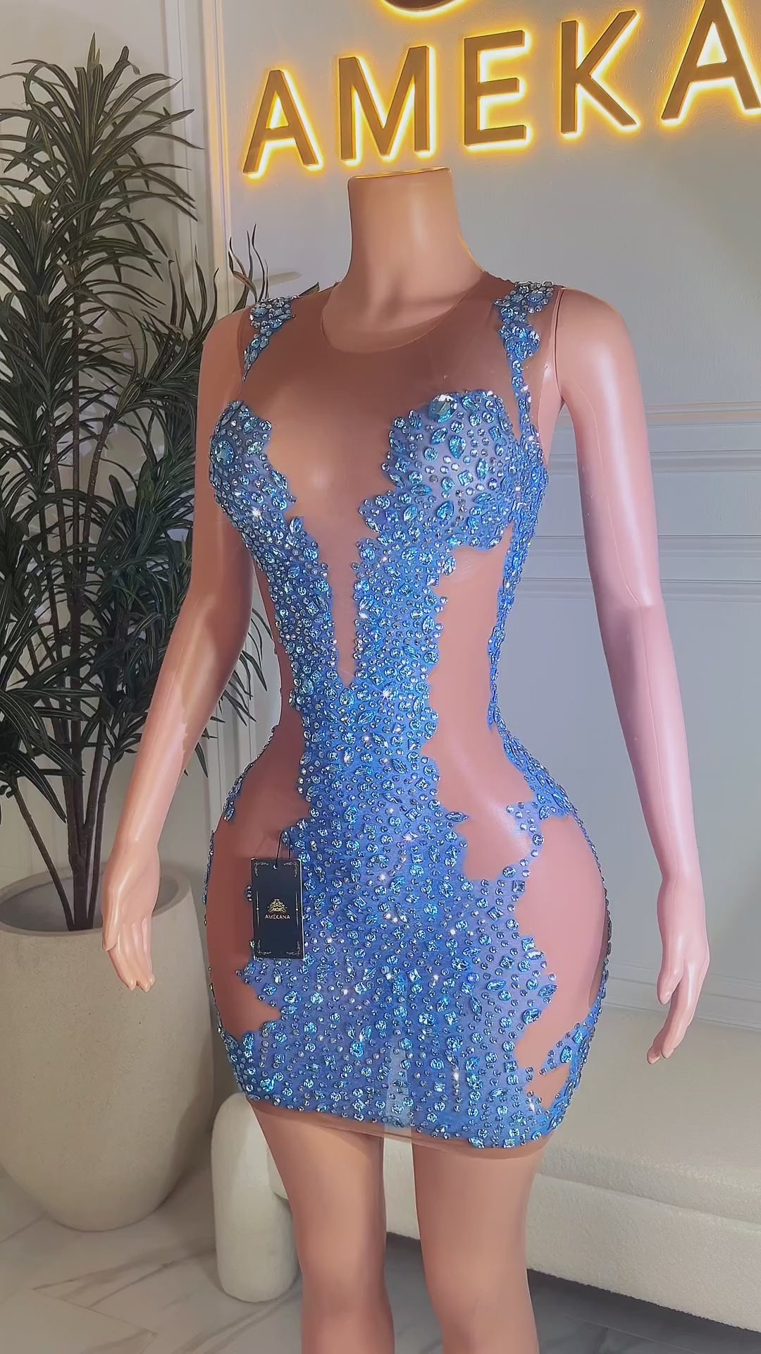 Cobalt Blue Mini Dress (Ready To Ship)
