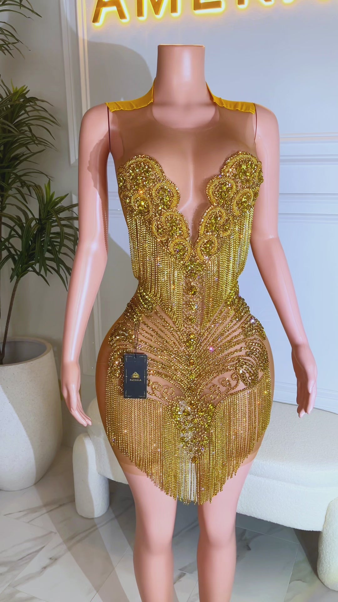 Sanna Gold Tassel Dress (Made to Order)