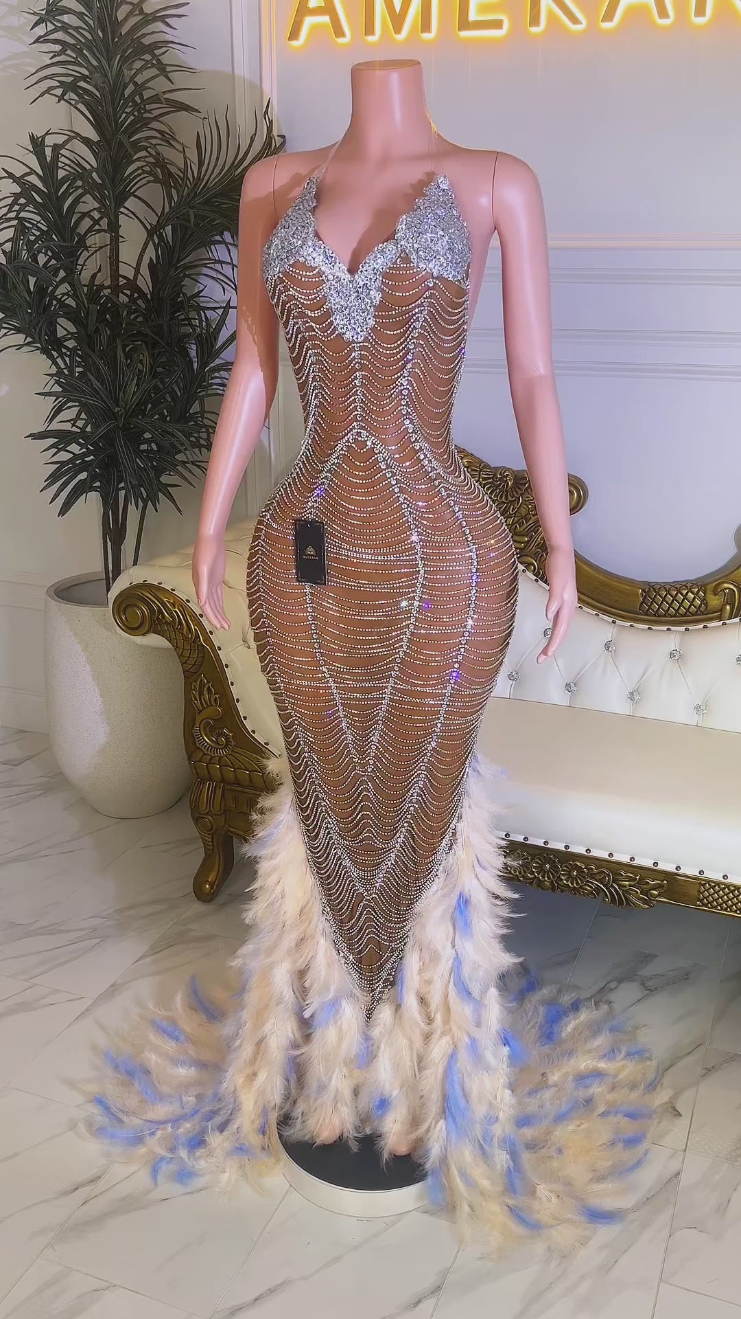 Jayde Feather Dress (Ready To Ship)