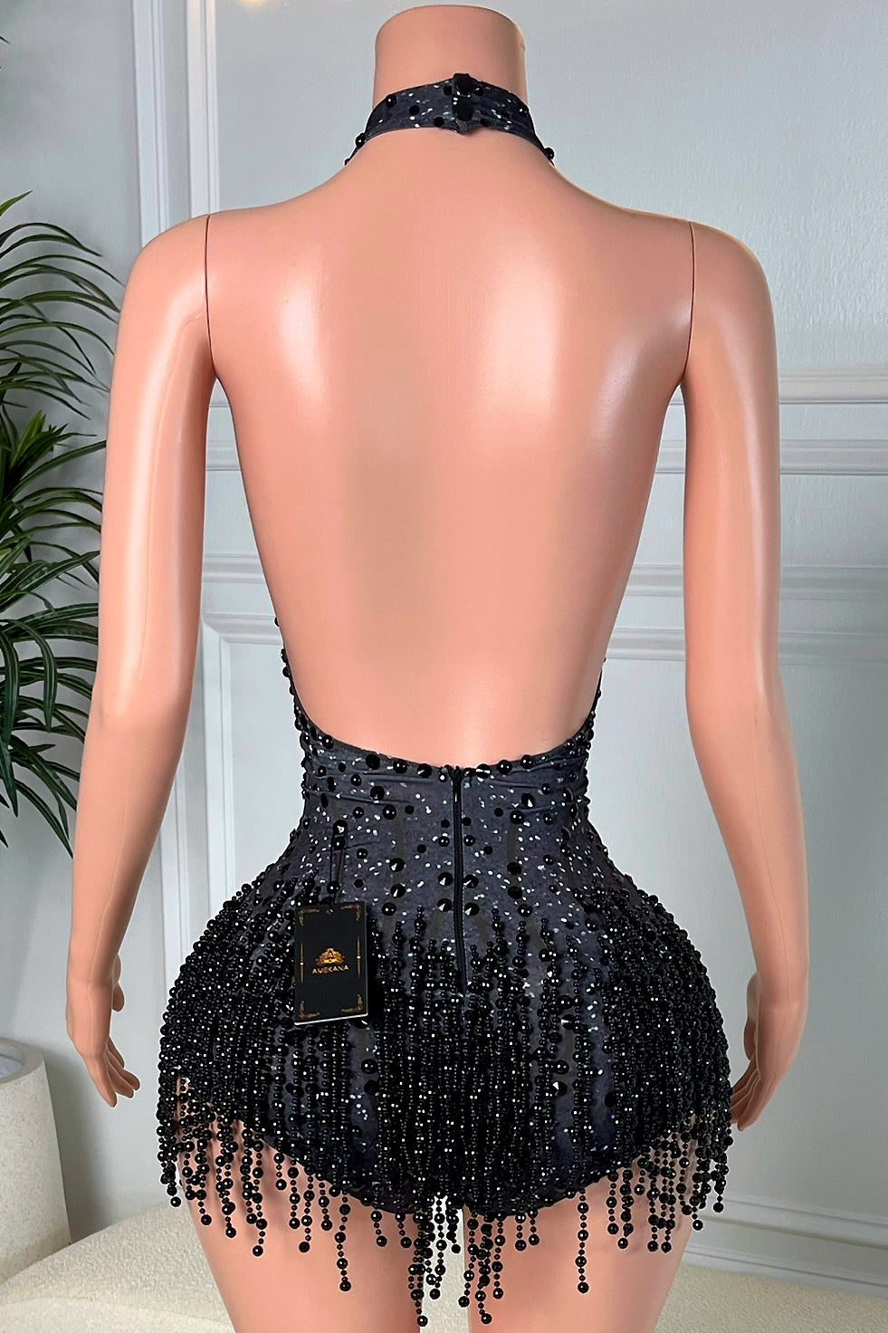 Primo Pearl Black Playsuit(Made To Order)