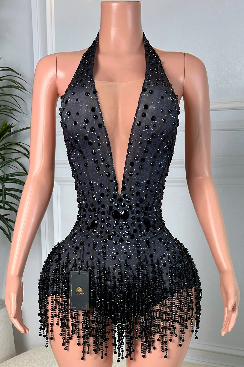 Primo Pearl Black Playsuit(Made To Order)