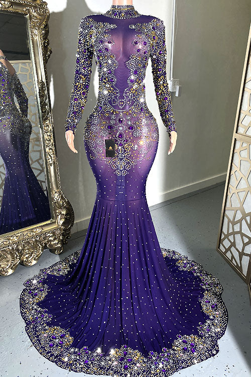 Lover Purple Diamante Dress - AMEKANA.COM