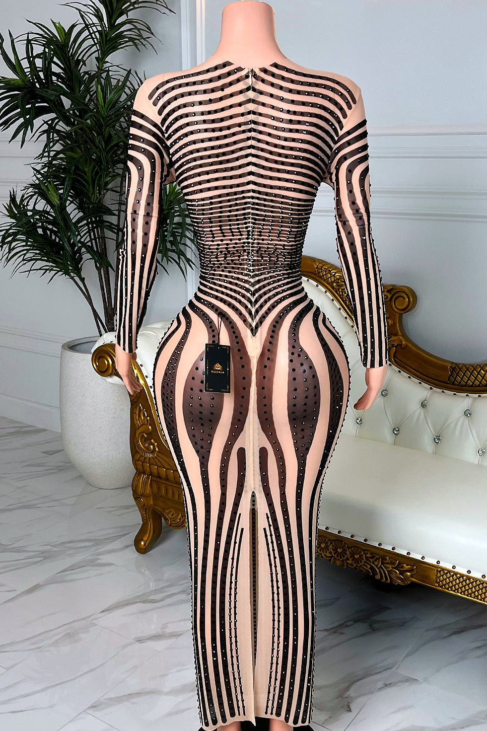 Ria Rhinestone Evening Dress (Made to Order)