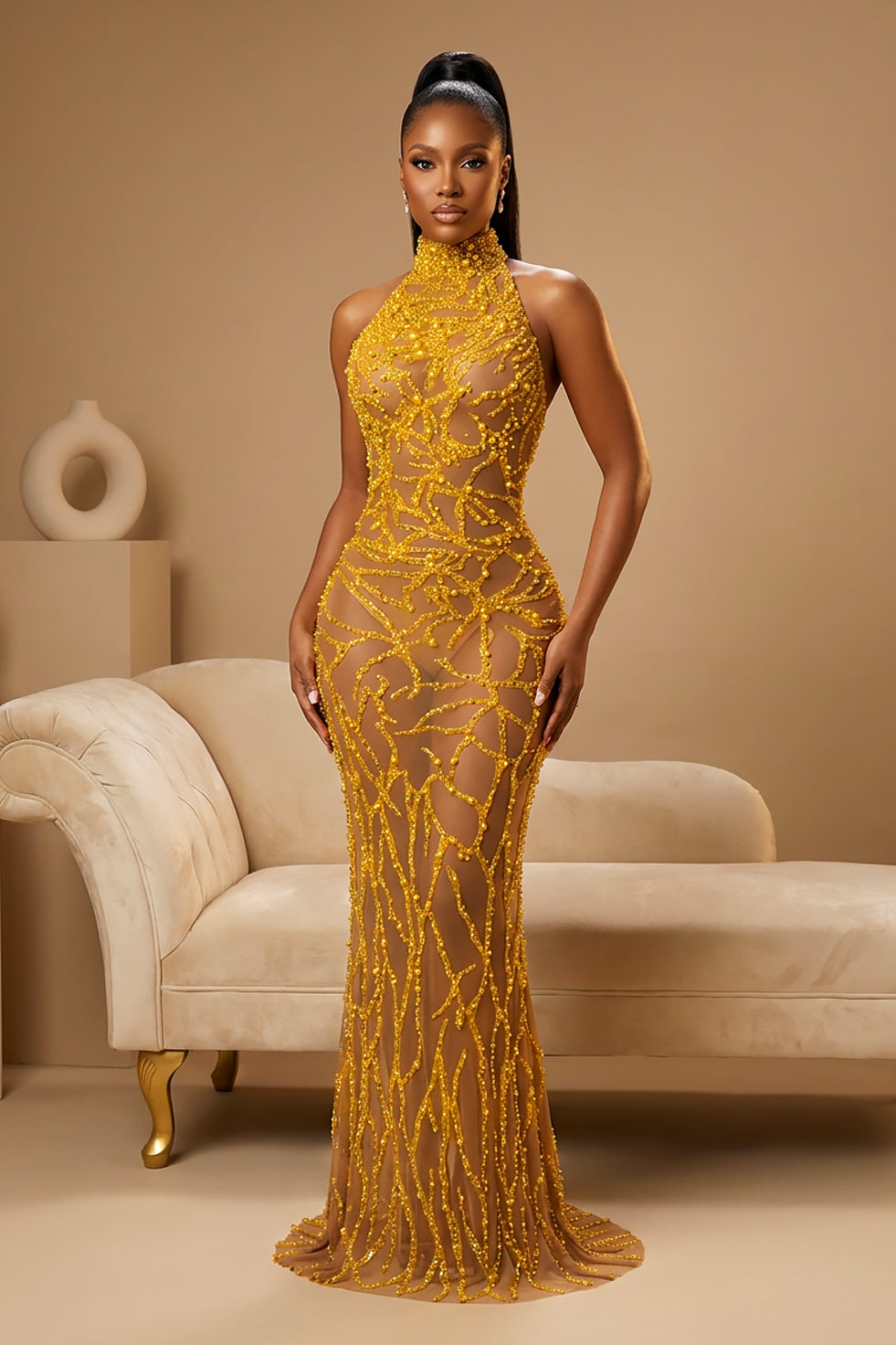 Vesper Gold Dress (Ready to Ship)