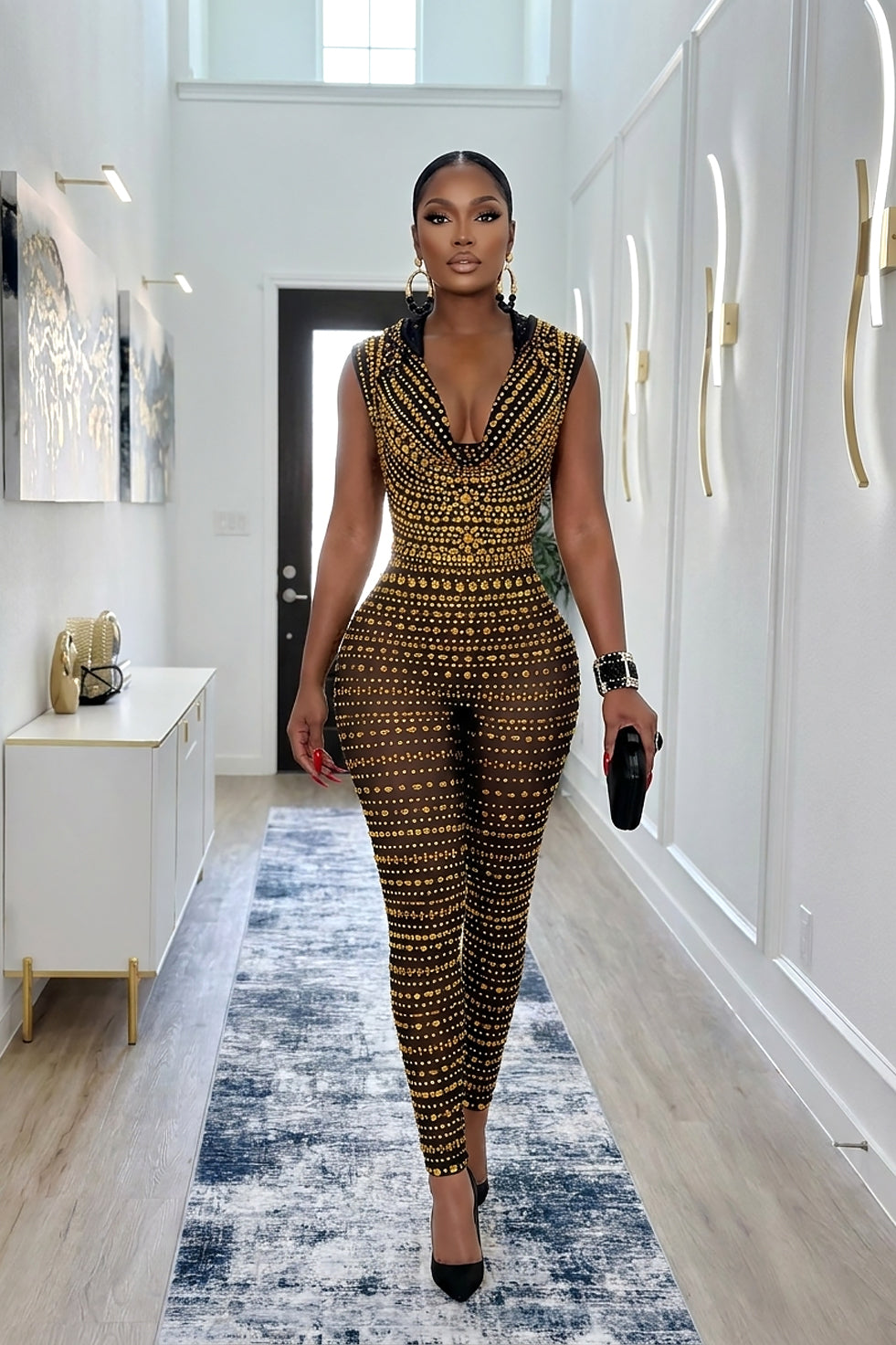 Indira Black and Gold Pant Set (Ready to Ship)