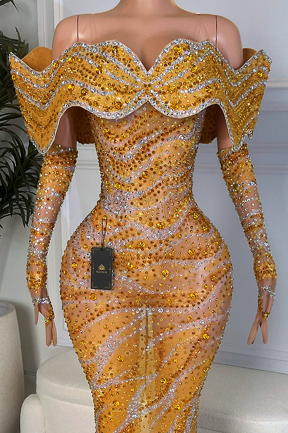 Ocean Empress Gold Dress (Ready To Ship)