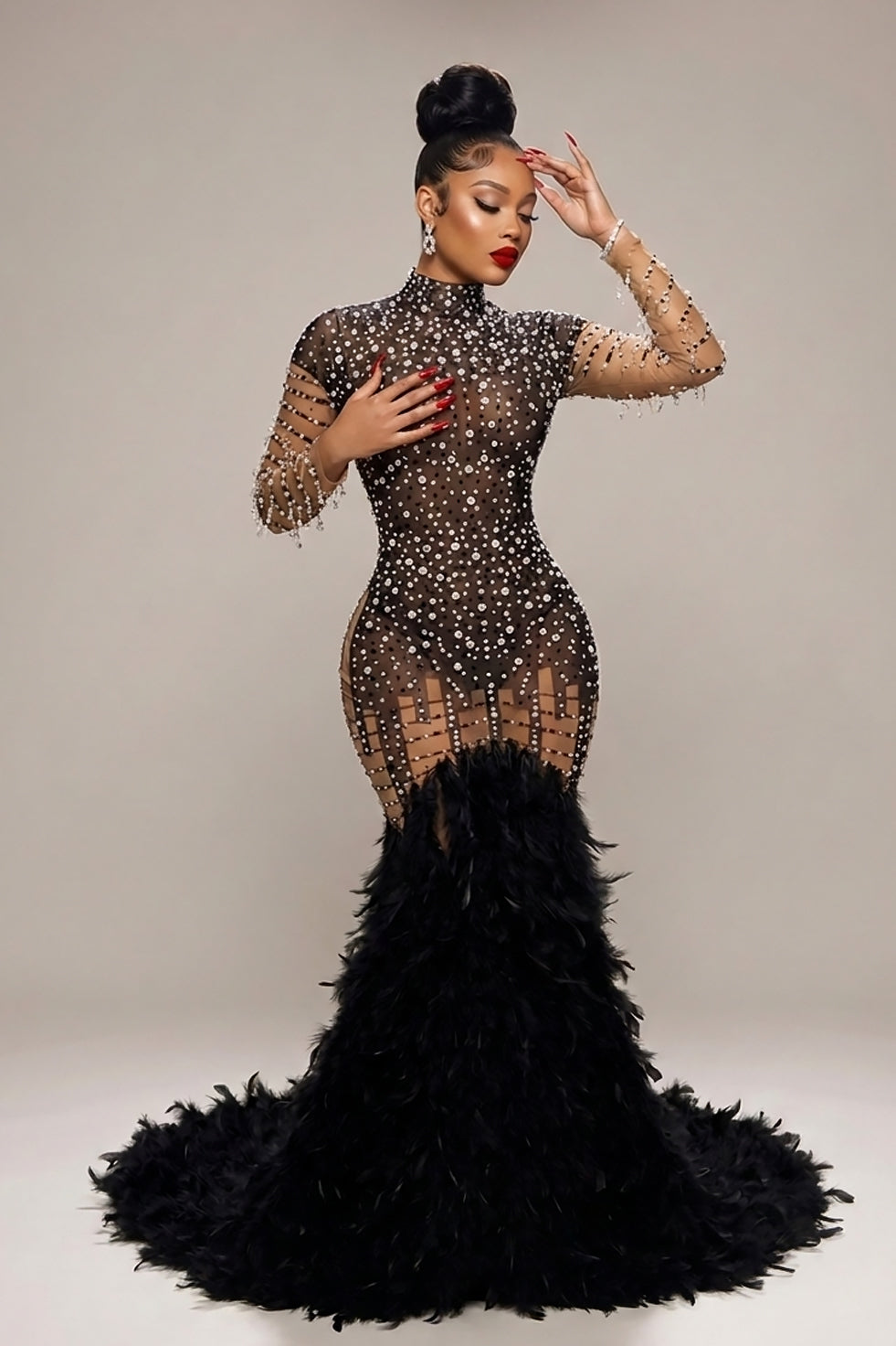Peacock Black Dress (Ready To Ship)