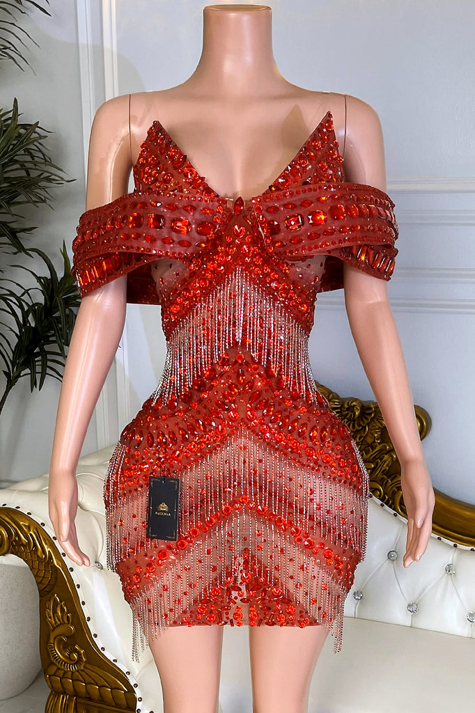 red birthday mini dress Tarania Red Dress (Ready To Ship), L / Red