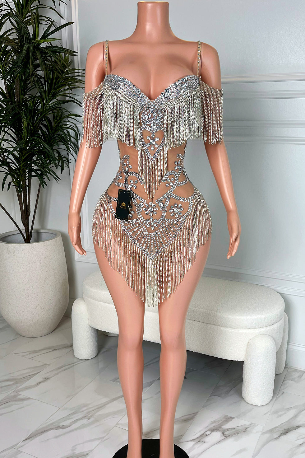 Tiffany Diamante Tassel Dress (Ready To Ship)