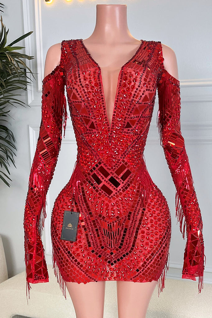 Trixie Red Mirror Dress (Made to Order) – AMEKANA