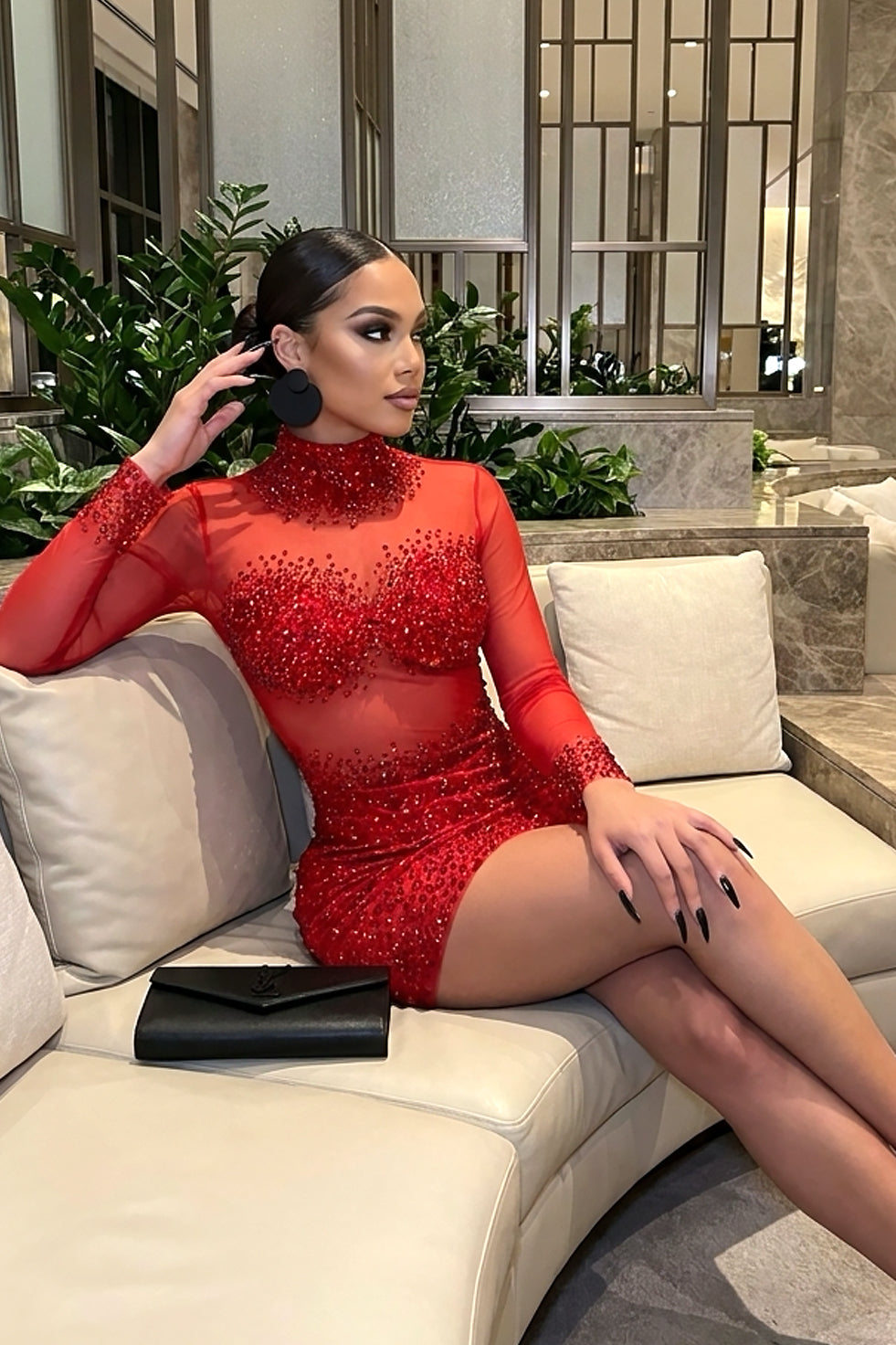 Icon Red Diamante Dress (Ready to Ship)