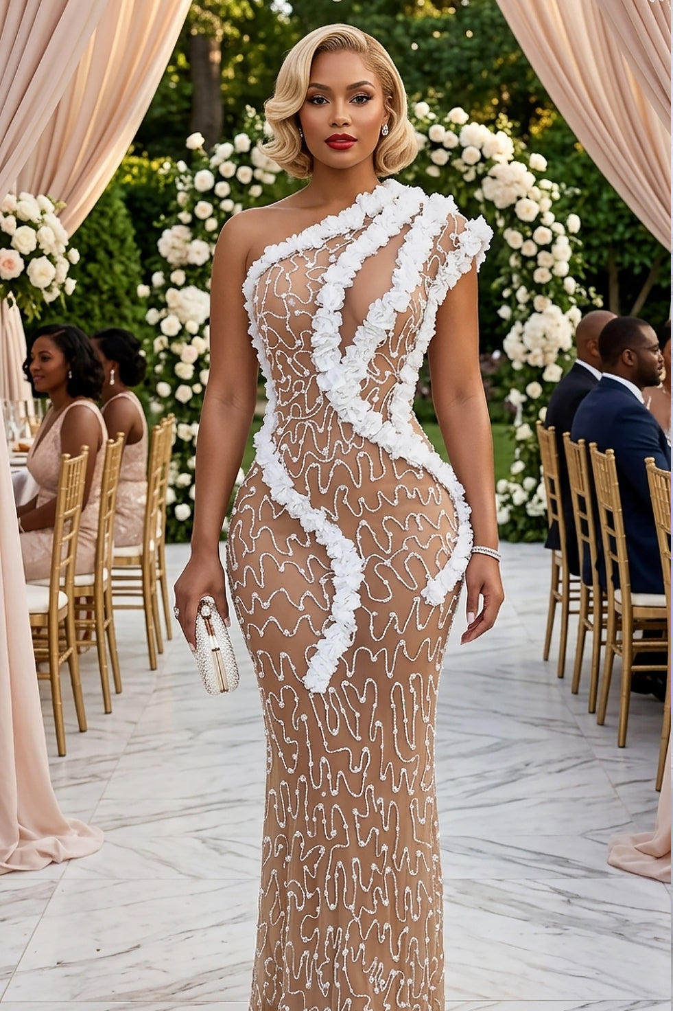 Blush Bloom Nude Dress (Ready to Ship)