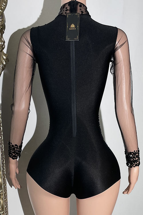 Icon Black Diamante Bodysuit - AMEKANA.COM