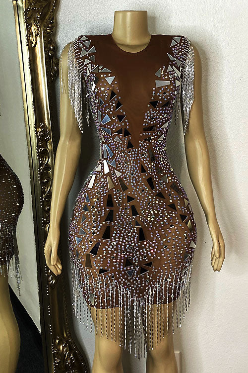 Cora Mirror Diamante Dress