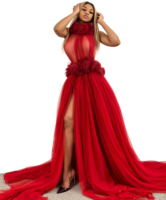 Damsel In Distress Red Halter Maxi Dress(Ready To Ship)