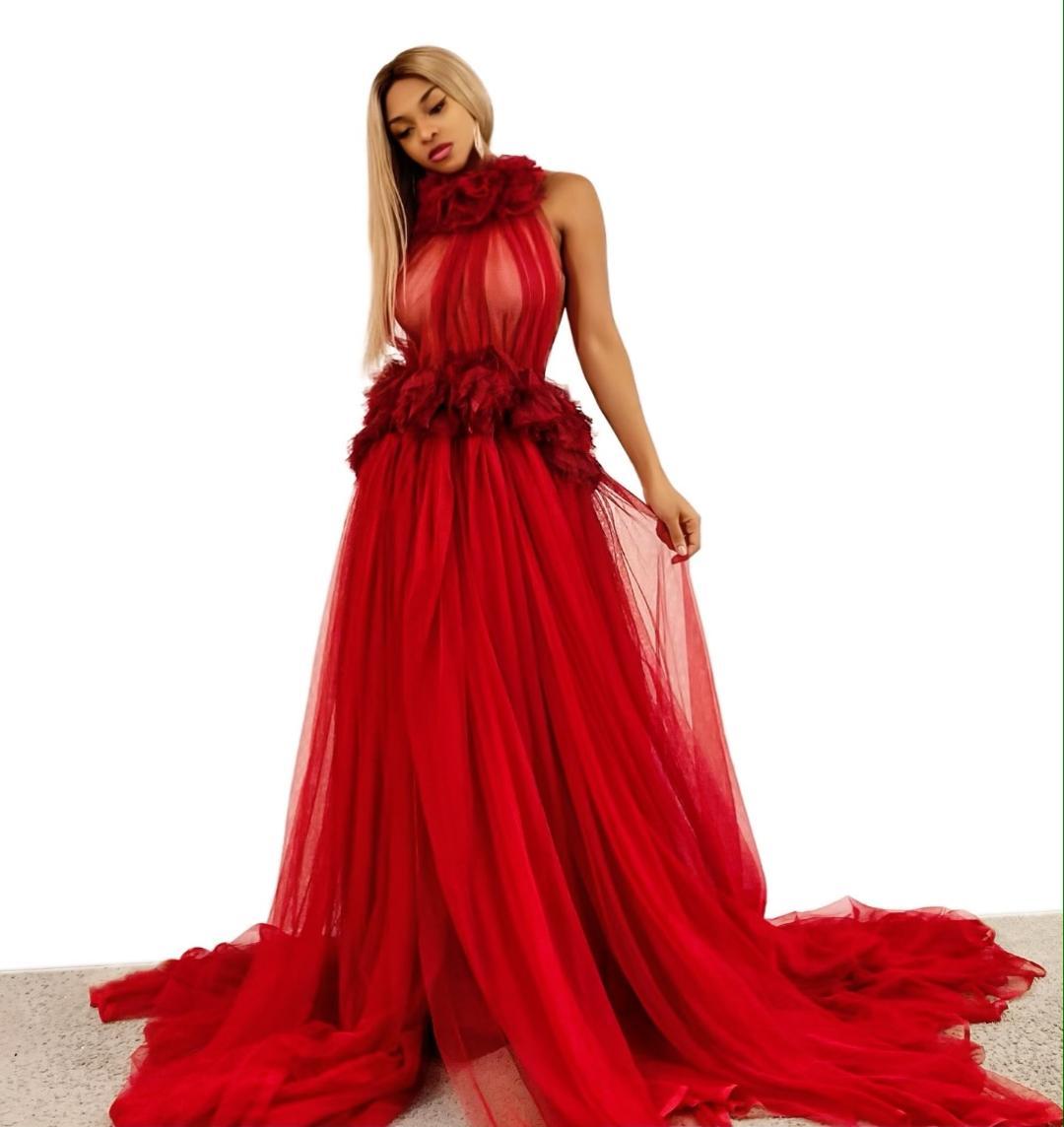 Damsel In Distress Red Halter Maxi Dress(Ready To Ship)