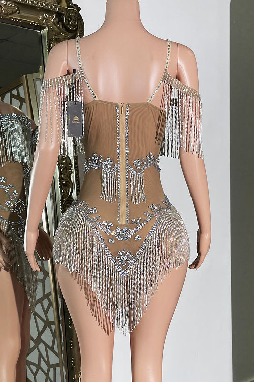Tiffany Diamante Tassel Dress (Ready To Ship)