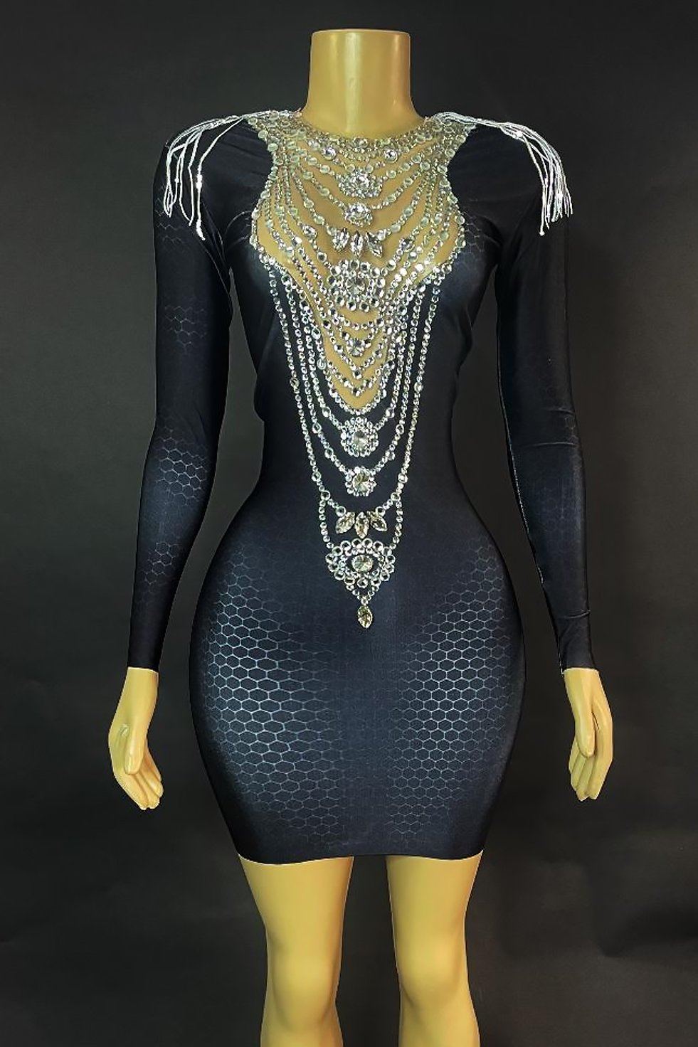 Dyna Black Diamante Dress