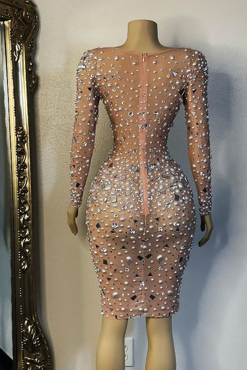 Elsy Mirror Diamante Dress (Rhinestones)