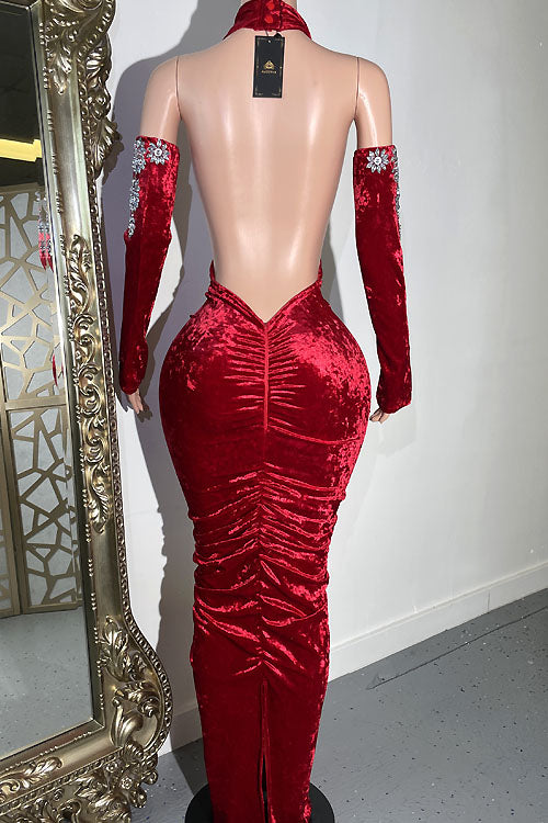 Chrissy Red Diamante Dress