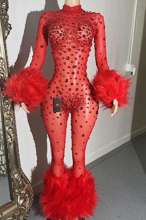 Icey Heart Red Bodysuit (Ready To Ship)
