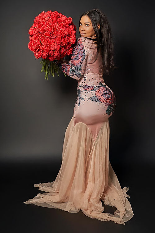 Just A Rose Flower Evening Dress - AMEKANA.COM