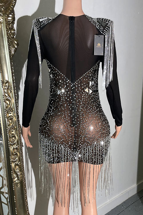 Rosalba Black Mirror Dress - AMEKANA.COM